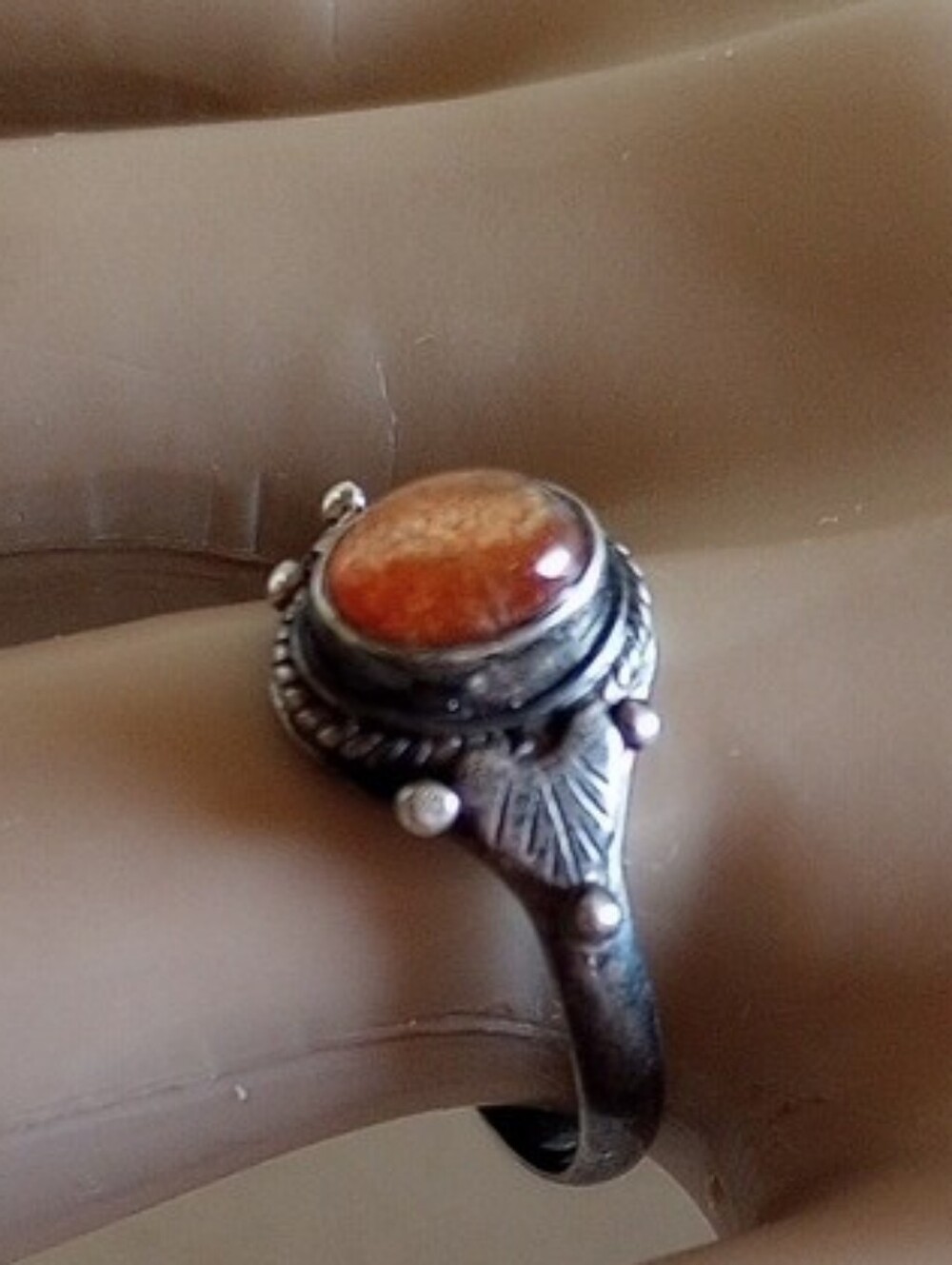 RETRO STERLING SILVER FIRE OPAL ART NOUVEAU STYLE COCTAIL RING ORIGINAL SIZE 8